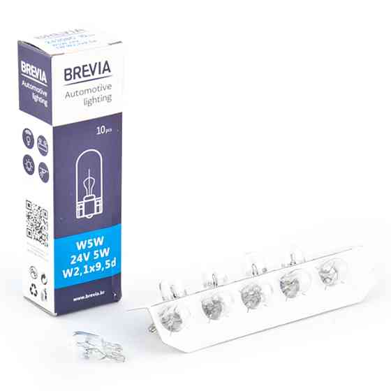 Лампа розжарювання Brevia W5W 24V 5W W2.1x9.5d CP, 10шт Київ