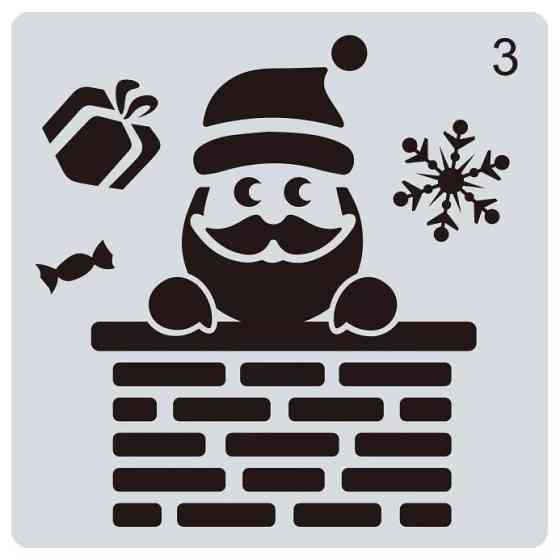 Трафареты на окна Дед Мороз пластиковый 15 на 15 см серый Киев