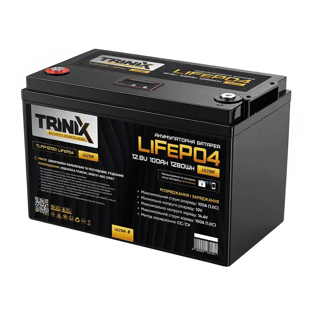 Акумуляторна батарея літій-залізо-фосфатна 12.8В 100А*год Trinix TLFP-12100 Ultra LiFePO4 з Bluetooth (Black) (44-00085) Київ - фото 8