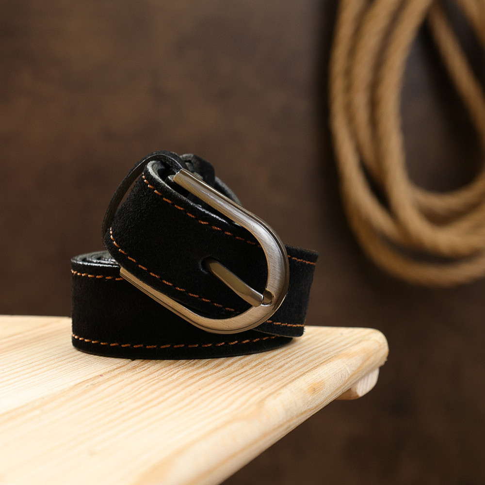 Замшевый ремень для женщин Vintage 20799 Черный Киев - изображение 10