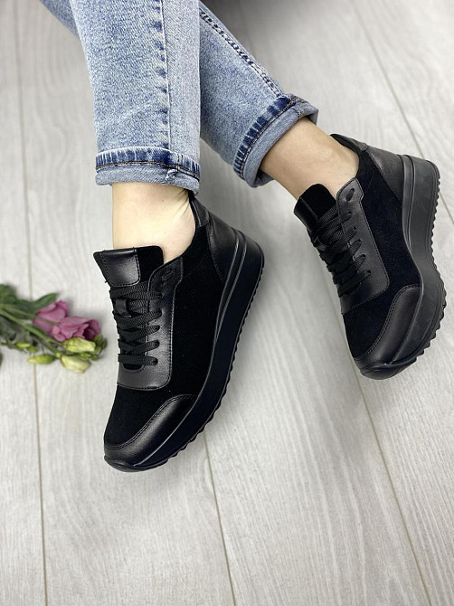 EMELI Кросівки жіночі EMELI 915/1 чорні (весна-осінь, шкіра+замша натуральна) (2687) Коломыя - изображение 2