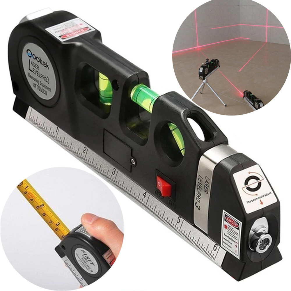 Лазерний рівень 4в1 із вбудованою рулеткою LASER LEVEL PRO 3 / Лазерний нівелір Київ - фото 1