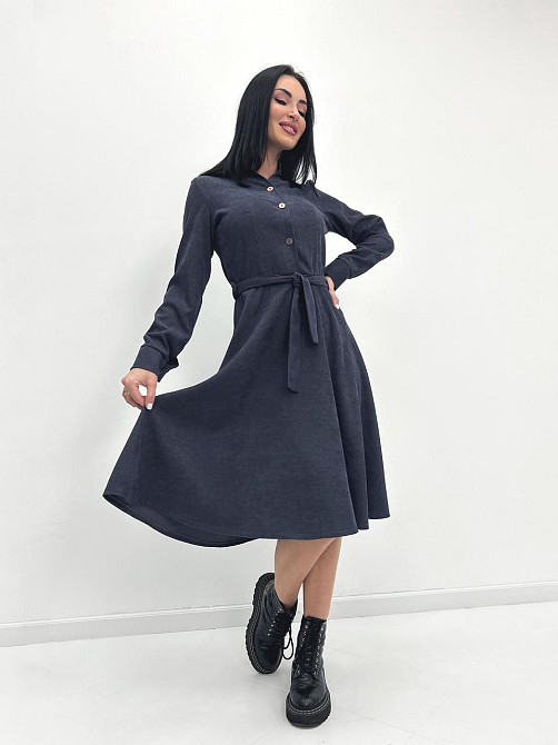 Вельветовое платье миди Ofelia 42-44, Трехнитка начес, Графит Киев - изображение 1