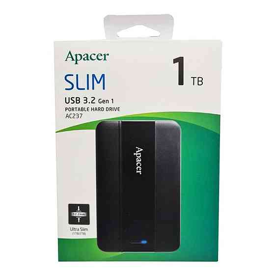 Зовнішній жорсткий диск PHD External 2.5'' Apacer USB 3.2 Gen. 1 AC237 1Tb Black (color box) Київ