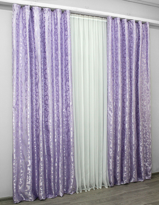 Комплект готовых штор VR-Textil Жаккард Вензель № 295ш Сиреневый 100х270 см 2 шт (31-029) Киев - изображение 5