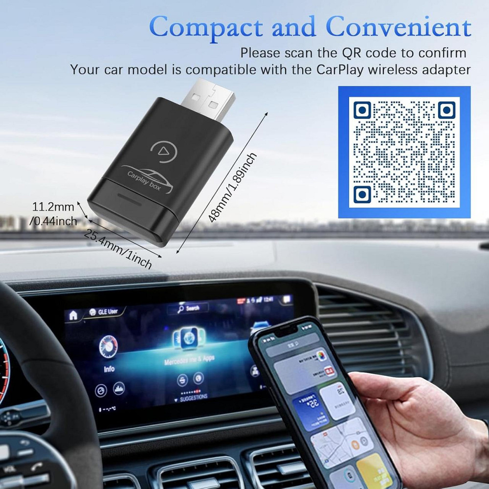 Бездротовий адаптер 2в1 CarPlay та Android Auto для iPhone iOS 10+ та Android 11+, Plug and Play, перетворювач дротового Карплей Київ - фото 3