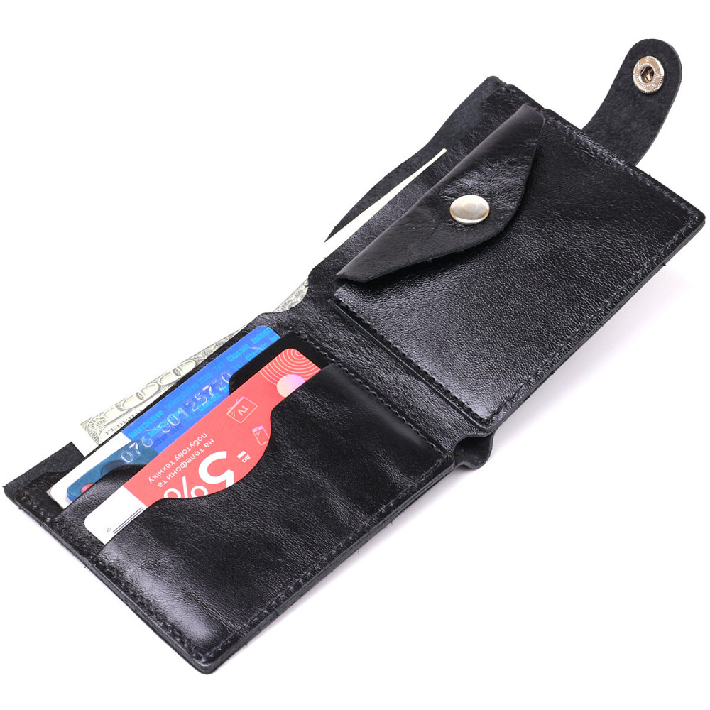 Шкіряне чоловіче портмоне Shvigel 16439 Чорний Київ - фото 5