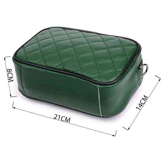 Стьобана жіноча сумка з натуральної шкіри 22857 Vintage Зелений Київ