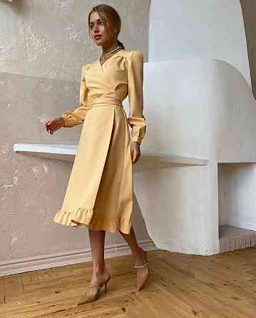 Жіноча романтична сукня на запах костюмка Жовтий Одеса