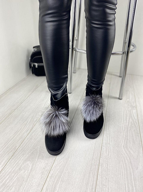 ITTS Угги жіночі ITTS чорні натуральна замша зима висота 13,5 см ( ) Коломия - фото 2