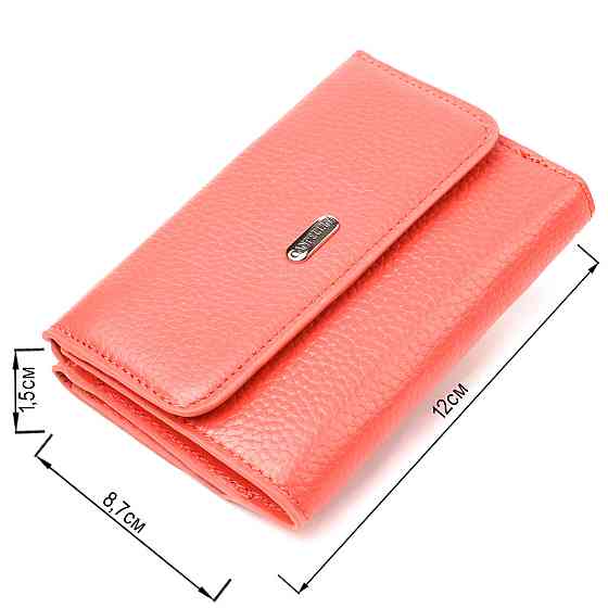 Стильный молодежный кошелек из натуральной кожи флотар CANPELLINI 21595 Коралловый Киев