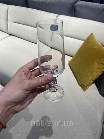 Набір келихів для шампанського 6 шт BOHEMIA "Claudia" 180 мл прозоре скло з гарною ніжкою Київ