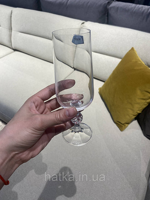 Набір келихів для шампанського 6 шт BOHEMIA "Claudia" 180 мл прозоре скло з гарною ніжкою Київ - фото 3