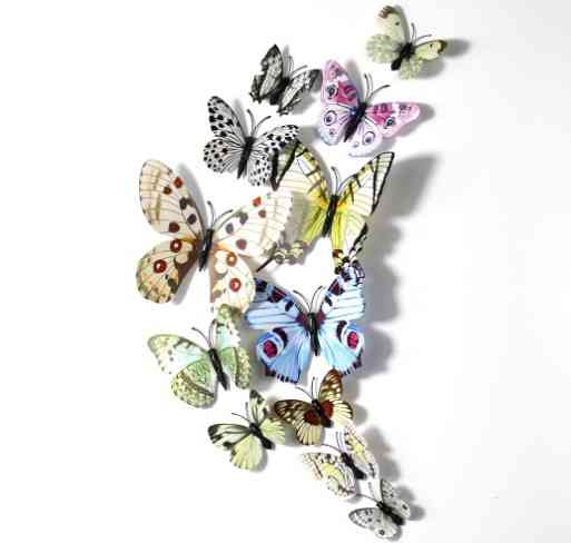 Декор метелики різнобарвні - 12шт. в наборі, пластик тонкий Київ