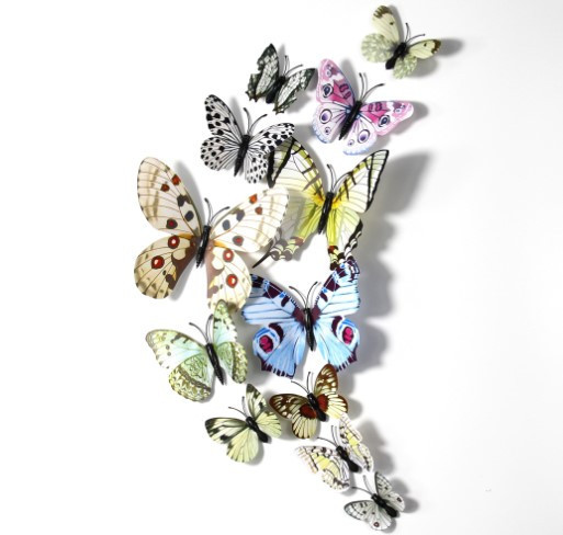 Декор метелики різнобарвні - 12шт. в наборі, пластик тонкий Київ - фото 1