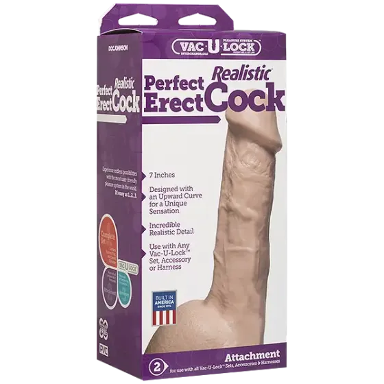 Фалоімітатор Doc Johnson - 7 Inch Perfect Erect Cock, діаметр 3,8см, велика голівка, Vac-U-Lock Львів