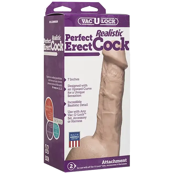 Фалоімітатор Doc Johnson - 7 Inch Perfect Erect Cock, діаметр 3,8см, велика голівка, Vac-U-Lock Львов - изображение 2