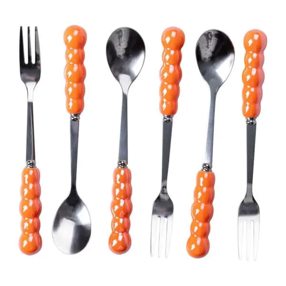 Yiwu Набір десертних виделок і ложок на 3 персони з підставкою з порцелянау 7 предметів Помаран Киев - изображение 4