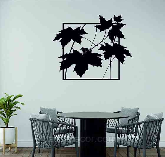 Декоративное настенное Панно «Листья» Декор на стену 110*90 см, Черный Киев