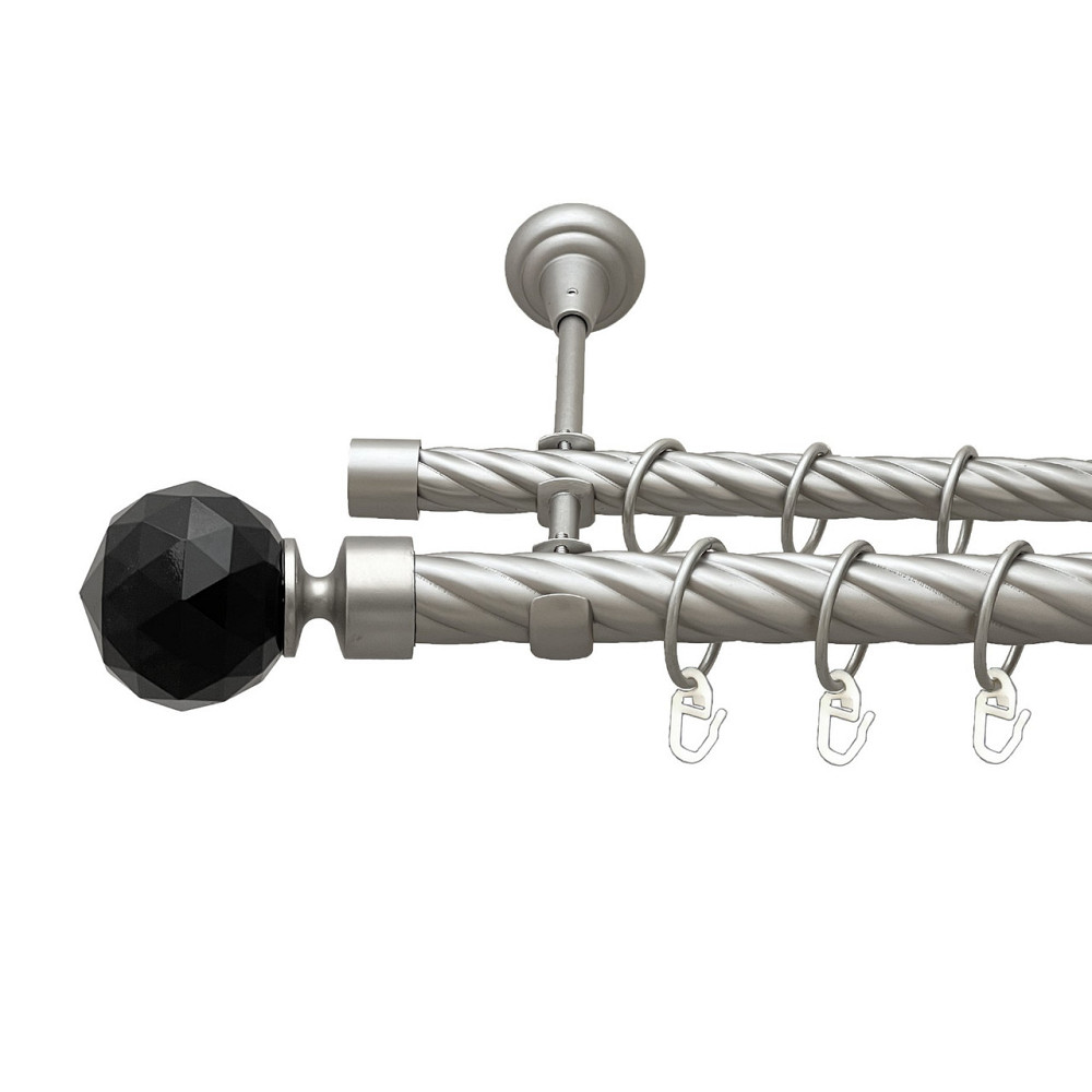 Карниз Orvit Люміера Неро металевий дворядний відкритий скручена труба кільце металеве Сатин 25\19 мм 160 см Львов - изображение 1