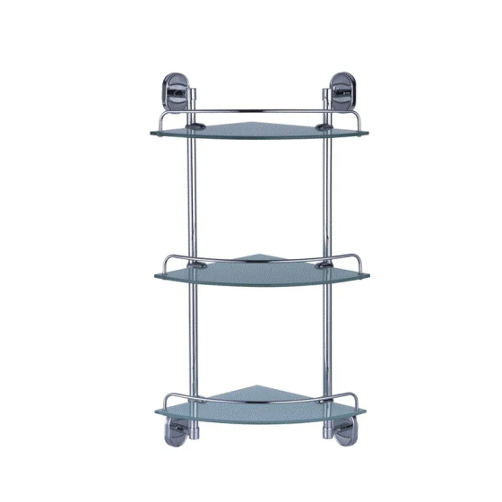 Кутова триярусна скляна полиця Zerix AFB-0107-3 ZX5072 Харків