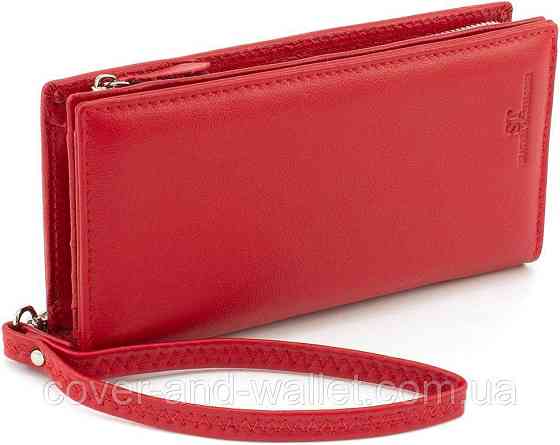 Місткий жіночий шкіряний гаманець клатч з відділенням на блискавці ST 1431 Київ