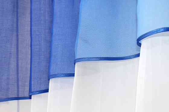 Кухонные шторы VR-Textil № 091к с ламбрекеном и подвязками синий 260х170 см (59-548) Киев