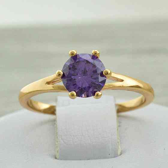 Кольцо фиолетовые фианиты Xuping позолота 18К, 19 размер (ширина 6мм, вес 1.4г) Киев