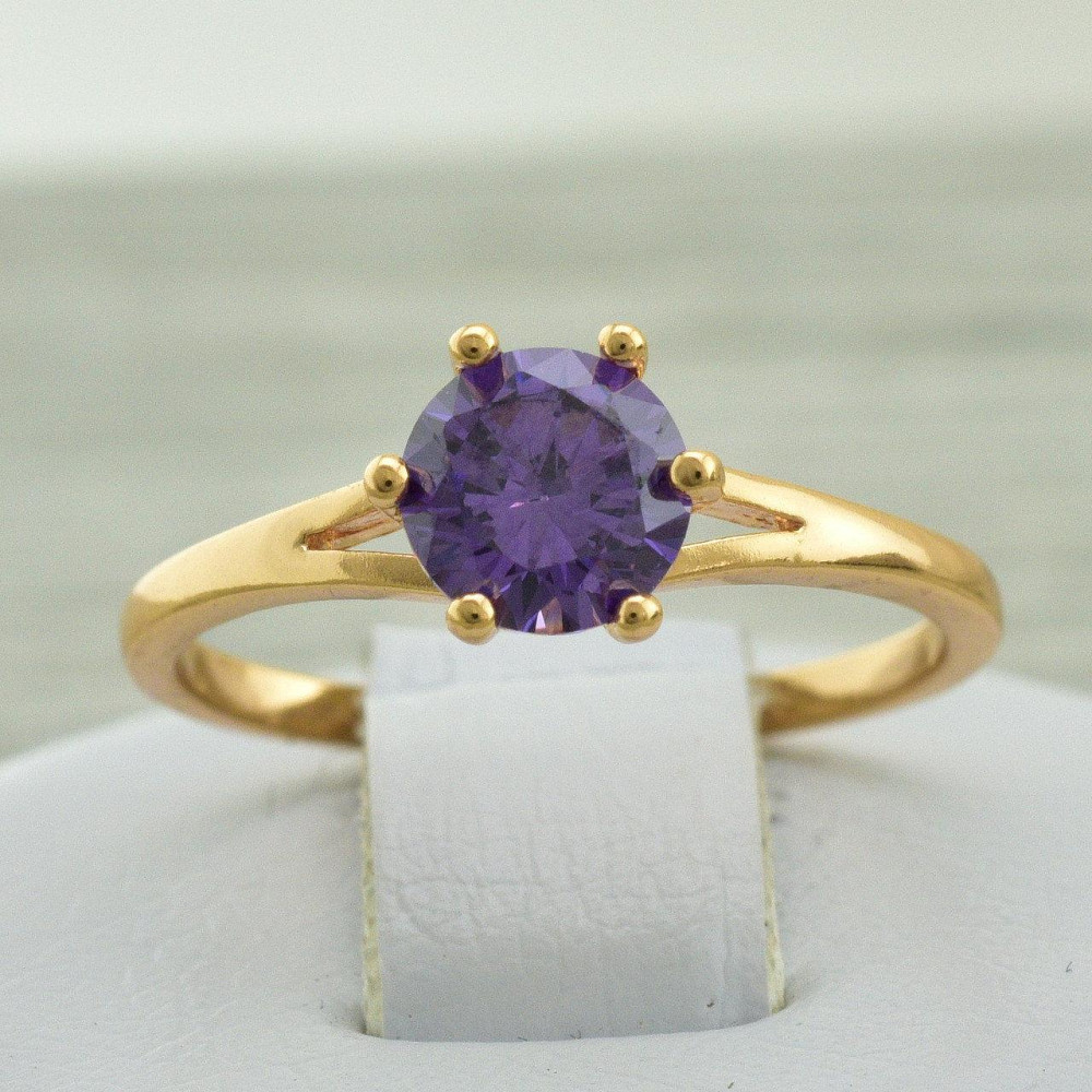 Кольцо фиолетовые фианиты Xuping позолота 18К, 19 размер (ширина 6мм, вес 1.4г) Киев - изображение 1