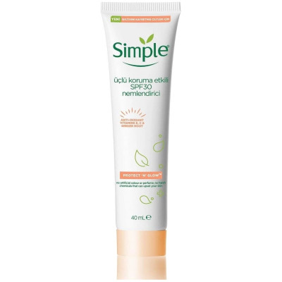 Крем для лица Simple Protect & Glow Тройной защиты с SPF 30 Увлажняющий 40 мл (8717163866900) Винница - изображение 1