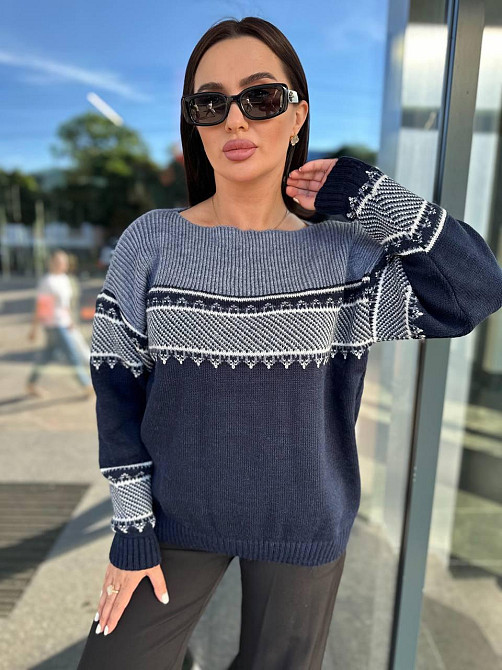 Жіночий модний светр триколірний 44-58р Київ - фото 4