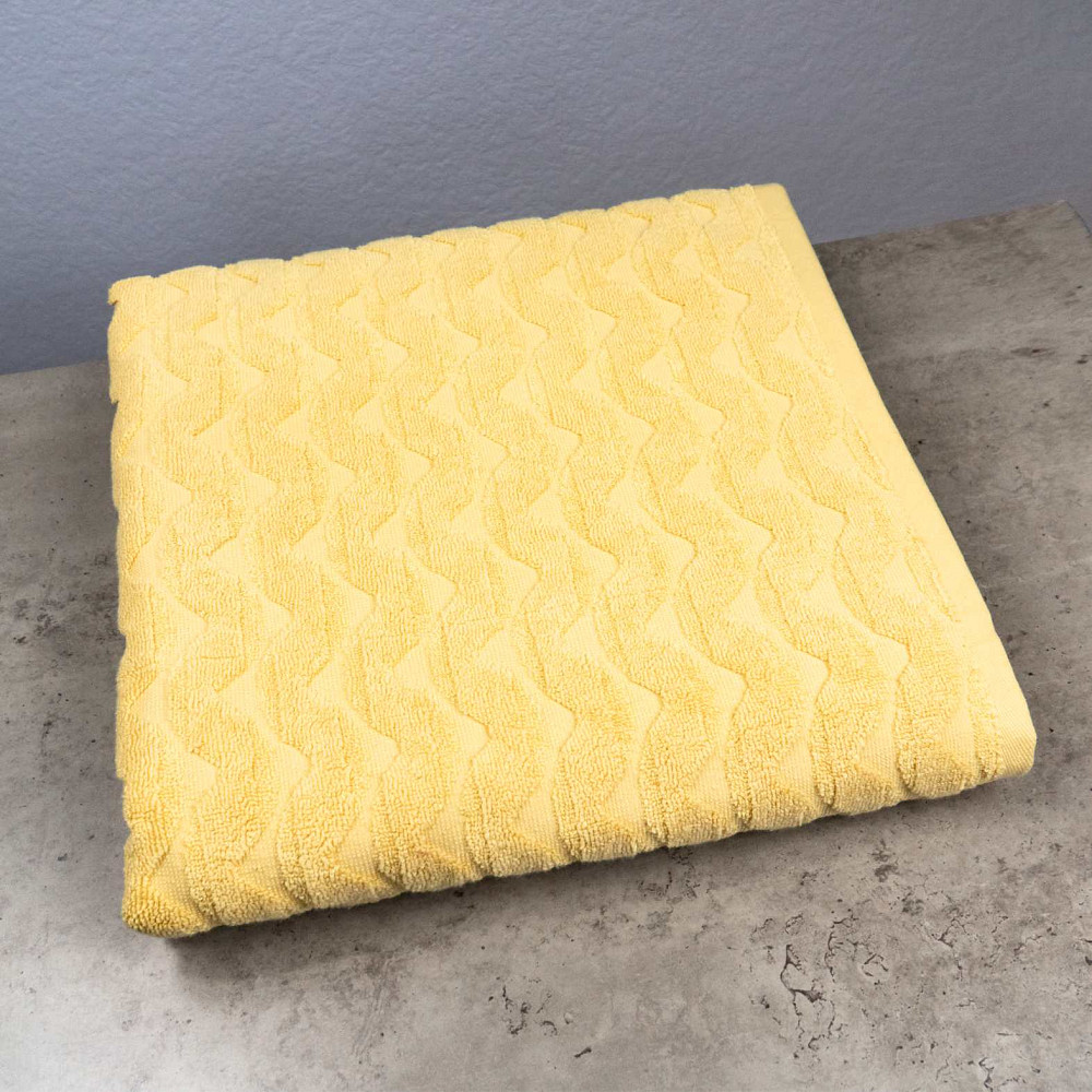 Махровое банное полотенце Жаккардовое Волна GM Textile 70х140см 500г/м2 (Желтый) Сумы - изображение 1