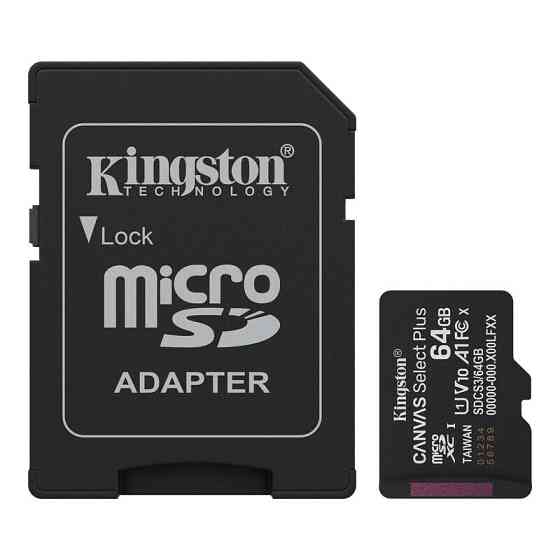 Карта пам'яті microSDXC (UHS-1) Kingston Canvas Select Plus Gen3 64Gb class 10 А1 (R-100MB / s) (adapter SD) Одеса