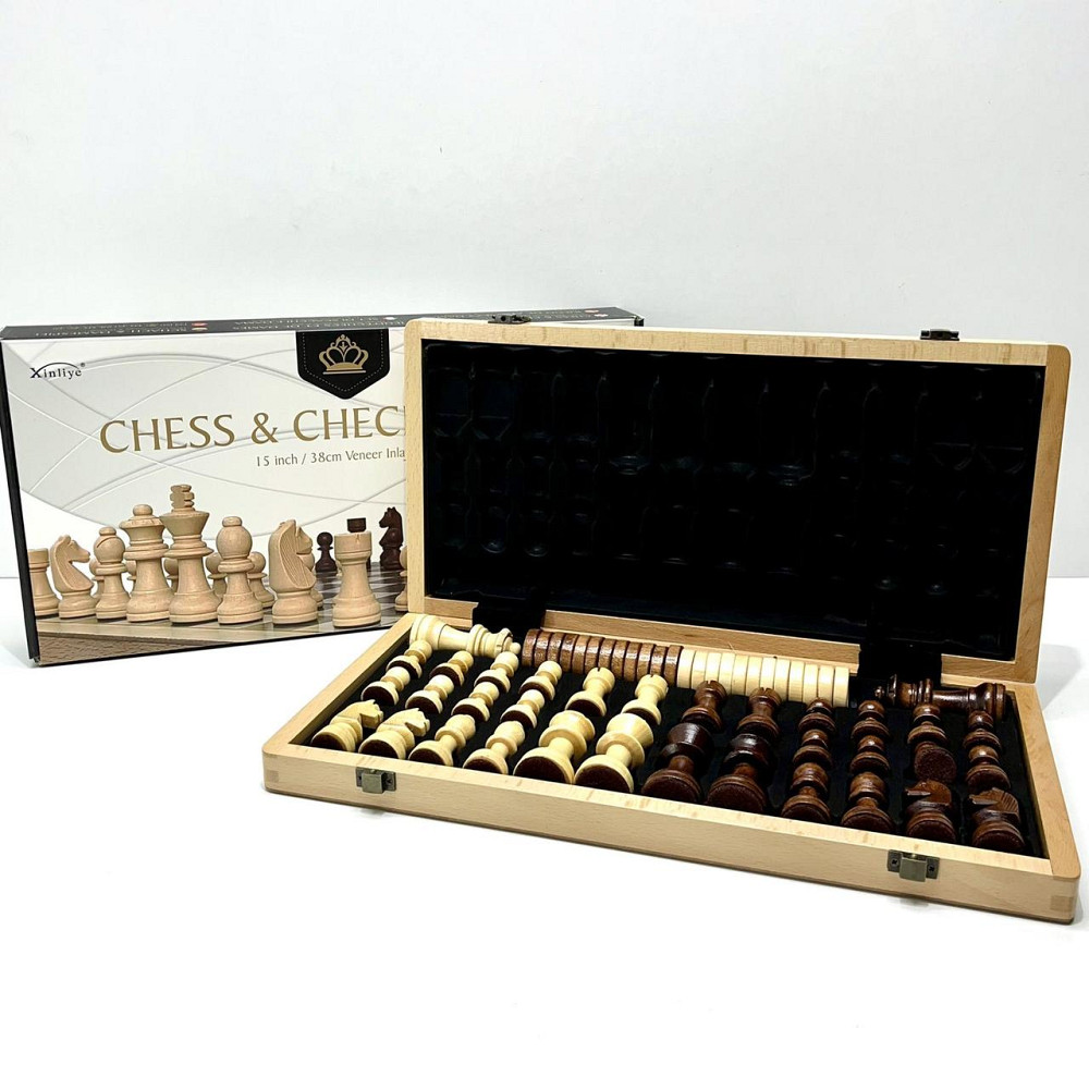 Шахи дерев'яний набір 2 в 1 шашки та шахи 37см (FG240502021L) Чернігів - фото 4