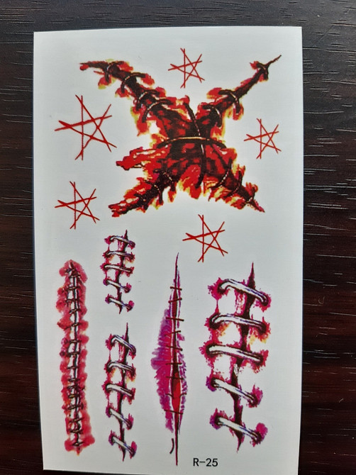 Наклейки на тіло Шви 10 на 6 см червоний Київ - фото 1