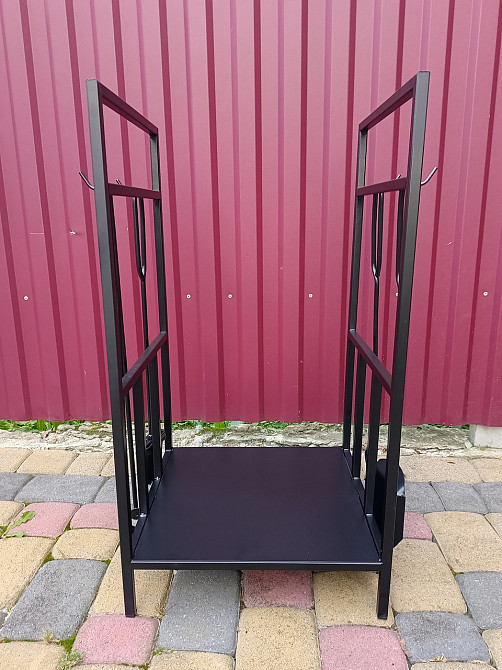 Кований набір для каміну LOFT №9 з дровницею (стійка, совок, щітка, кочерга, щипці) Київ - фото 6