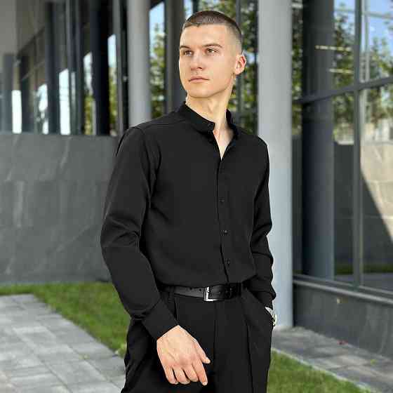 Чоловіча чорна сорочка з довгим рукавом Pobedov Legend Київ