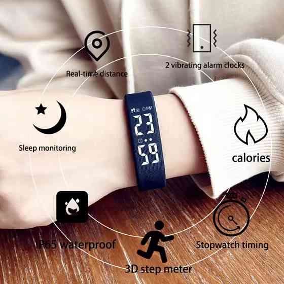 Часы наручные электронные Digital Runner Band Черный Винница
