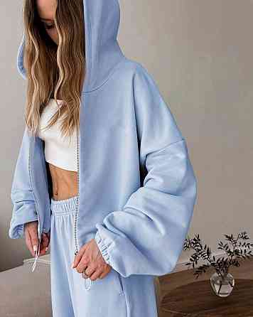 Жіночий теплий затишний костюм: кофта та штани двосторонній фліс Блакитний, 44/46 Одеса