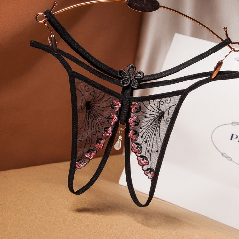 Трусики з інтимним розрізом чорні - розмір універсальний, в талії до 85см Київ - фото 1