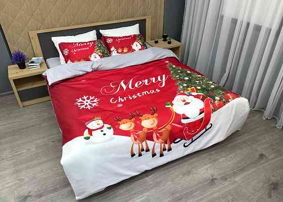 Комплект постільної білизни Фланель, Epico Євро 200х220 з Різдвяним принтом (88-202) Київ