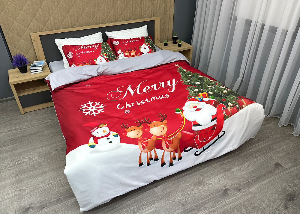 Комплект постільної білизни Фланель, Epico Євро 200х220 з Різдвяним принтом (88-202) Київ - фото 3
