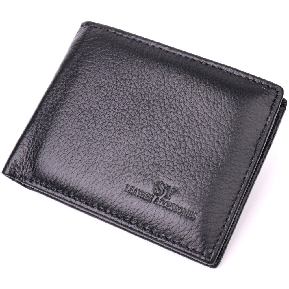 Удобное мужское портмоне из натуральной кожи ST Leather 22482 Черный Киев - изображение 5