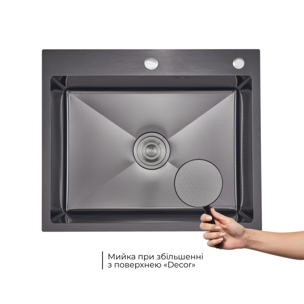 Комплект Lidz Handmade H6050HB Мойка для кухни интегрированная Decor Black PVD Honeycomb в комплекте с дозатором+ LIDZK01B Корзина Киев - изображение 4