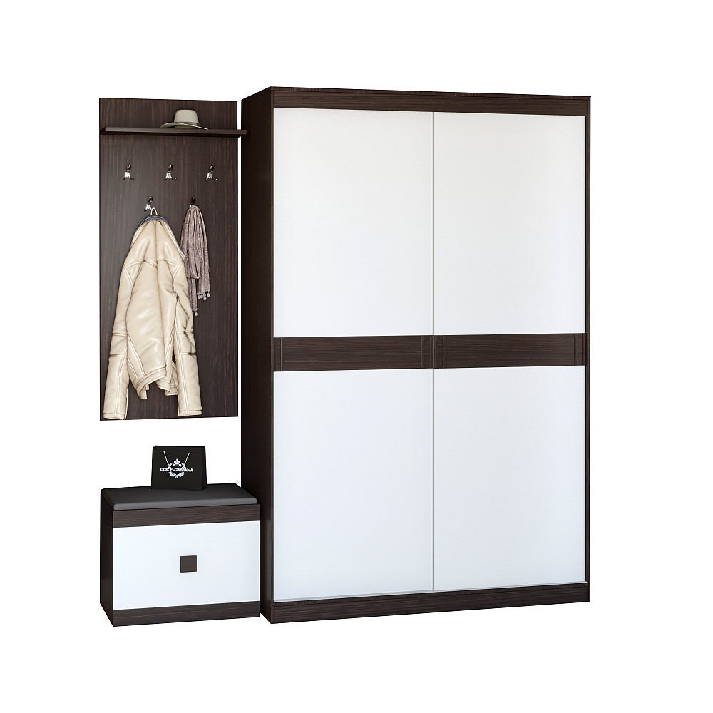 Прихожая Эверест Соната комплект 12 (модульная - 3 элемента) венге темный + белый (DTM-2525) Львов - изображение 2