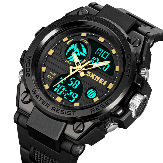 Чоловічий наручний годинник Skmei 2031 (Чорний з золотим) Київ