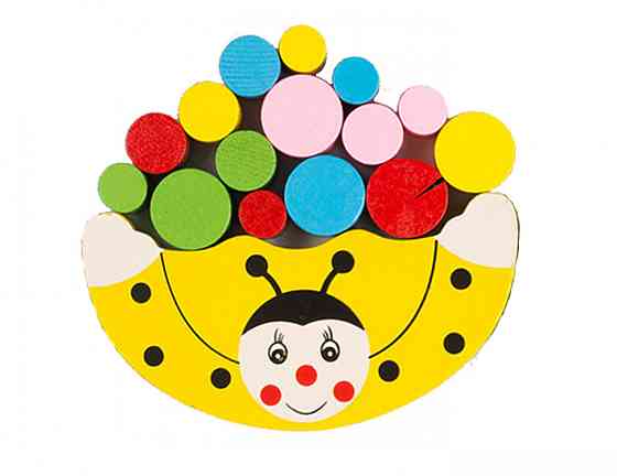 Дитяча іграшка балансир Божа корівка MD 1276 дерев'яна  Божа корівка жовта Вінниця