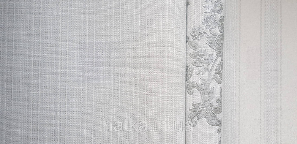 Шпалери вінілові на флізеліні AdaWall Seyyah 1.06х10 смуги структурні світло-сірі блакитні сріблясті Київ - фото 2