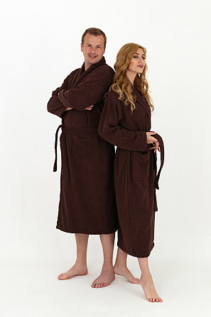 Чоловічий махровий халат Ideal Textile ХXL коричневий (56860510) Чернівці - фото 3