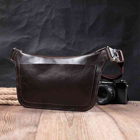 Стильная бананка для мужчин из натуральной кожи GRANDE PELLE 22814 Коричневый Киев